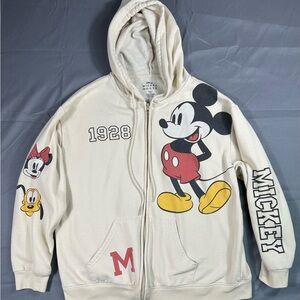 Disney Mickey Mouse Women’s Zip-Up Hoodie - Cream